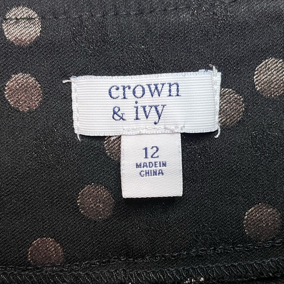 Crown & Ivy Black Pants with Gold Polka Dots - Picture 6 of 7